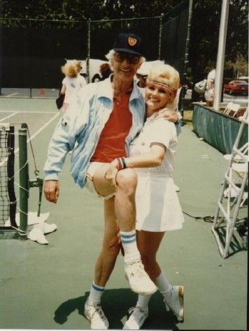 Oleg Cassini & Kelly at a celebrity tennis tournament